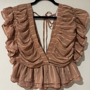 FAVLUX Ruffled Brown Blouse